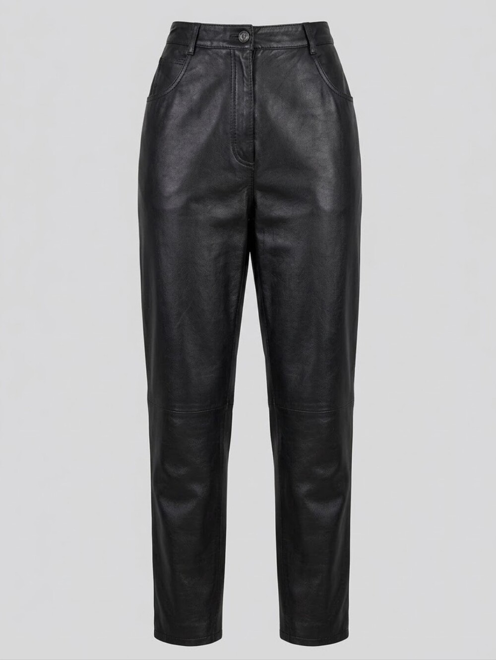 Genuine Leather High Waist Pants Vintage Straight Leg Black L